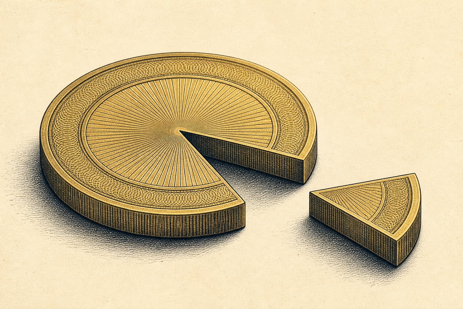 Illustration of a gold coin with a wedge slice removed, representing the early withdrawal penalty on a gold IRA