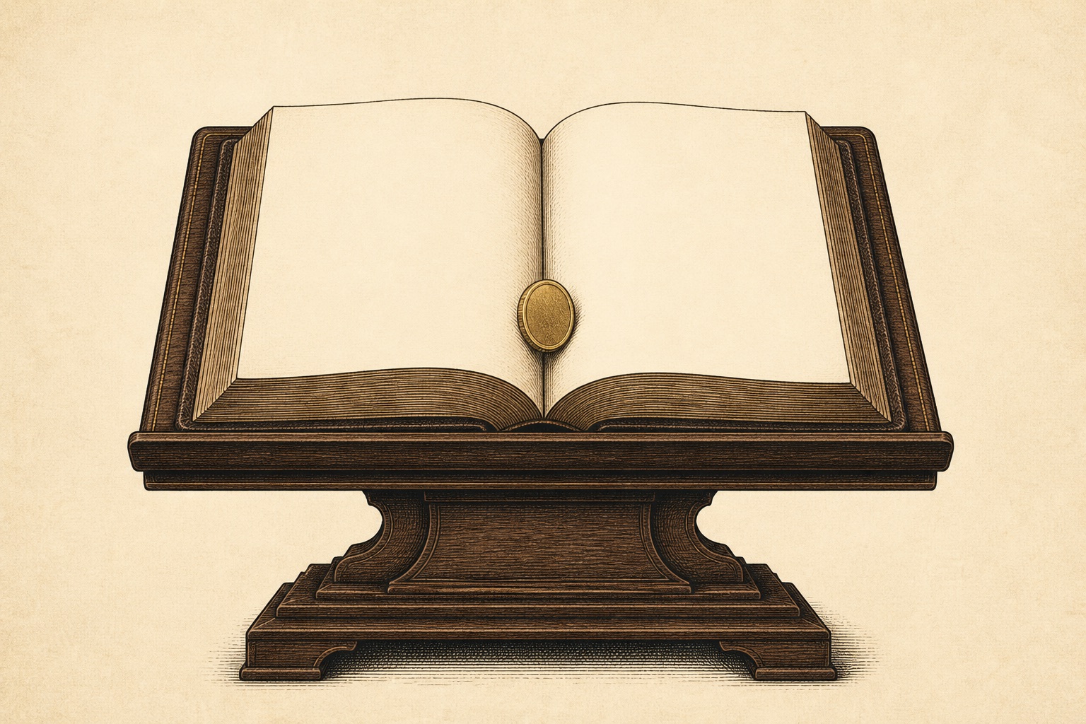 Illustration of an open law tome on a lectern with a gold coin in the gutter, representing IRC 408(m)(3)